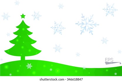 Green postcard low polygon style christmas tree vector illustration consisting of triangles.Abstract triangular polygonal origami or crystal design of New Year celebration.Isolated on white background