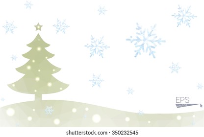 Green postcard low polygon style christmas tree vector illustration consisting of triangles.Abstract triangular polygonal origami or crystal design of New Year celebration.Isolated on white background