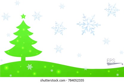 Green postcard low polygon style christmas tree vector illustration consisting of triangles.Abstract triangular polygonal origami or crystal design of New Year celebration.Isolated on white background
