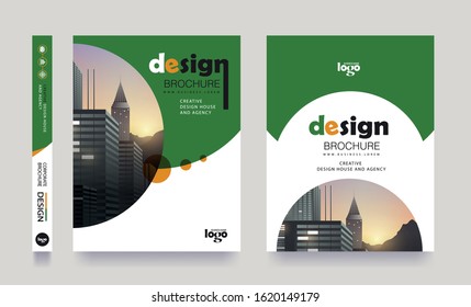 Green poster flyer pamphlet brochure cover design layout space for photo background, vector template in A4 size