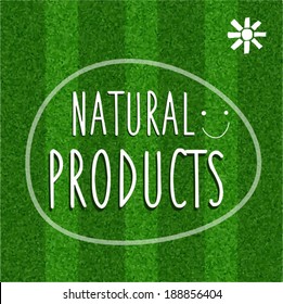 Green poster with grass texture.