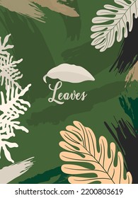 green poster mockup vector art with leafs