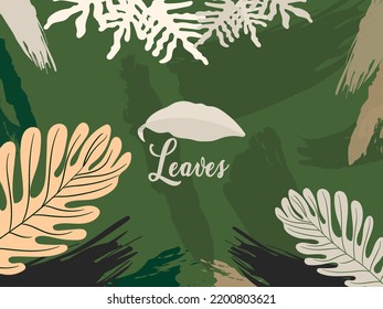 green poster mockup vector art with leafs