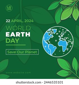 A green poster with a World Earth Day social media post template