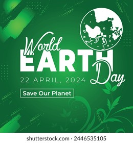 A green poster with a World Earth Day social media post template