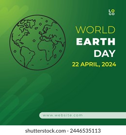 A green poster with a World Earth Day social media post template