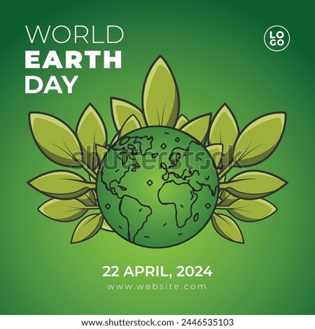A green poster with a World Earth Day social media post template