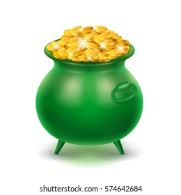 Green pot of gold coins