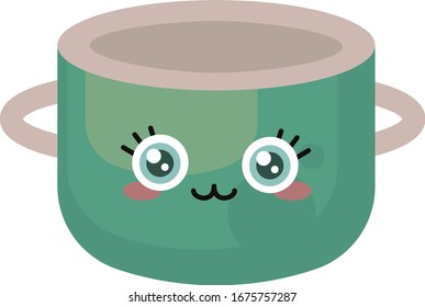 Green pot, illustration, vector on white background.