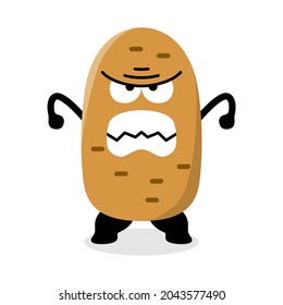 green potato character is upset illustration design