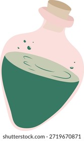 Green Potion Bottle with Cork Stopper