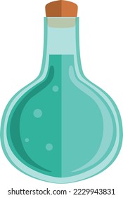 Icono de botella de poción verde. Magnate de dibujos animados