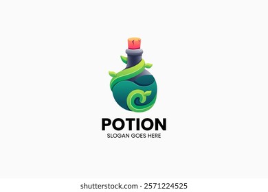 Green Potion Gradient Colorful Logo. Vector Illustration