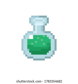Green potion pixel art. Vector Picture.