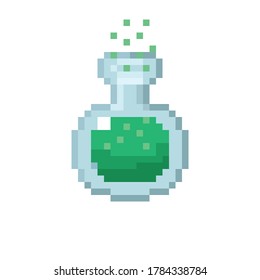 Green potion pixel art. Vector Picture. 
