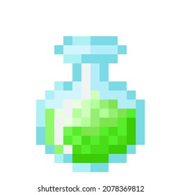 Green potion pixel art. Vector Picture. 
