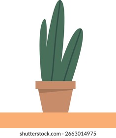 Ilustración vectorial de flor casera en maceta verde