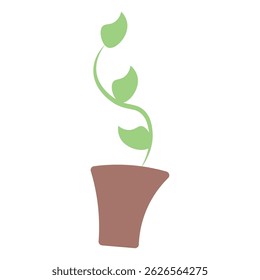 Green potted sprouting plant. Vector illustration