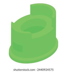 Icono de orinal verde vector isométrico. Baño para bebés. Cuidado de objetos