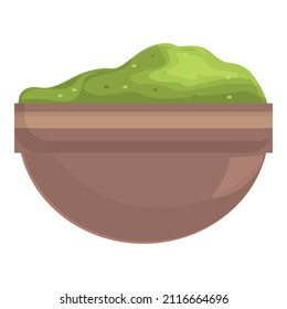 Green powder salad icon cartoon vector. Algae plant. Sea food