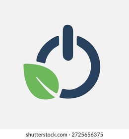 Green power button icon symbolizing sustainable energy and environmental conservation