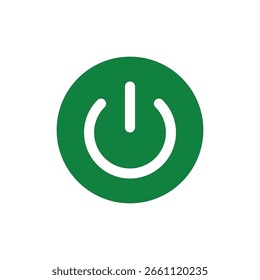 Green power button icon vector flat design on white background.