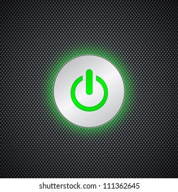 Green power button on black
