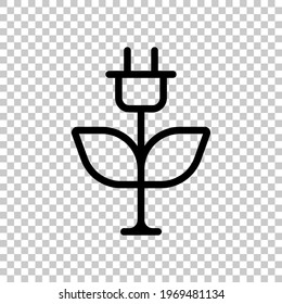 Green power, eco technology, simple icon. Black editable linear symbol on transparent background