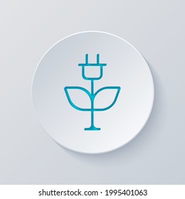 Grüne Kraft, Öko-Technologie, einfaches Symbol. Schneide Kreis mit grauen und blauen Schichten. Papierstil