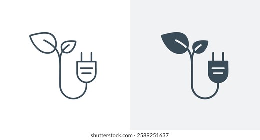 Green Power Icon. Line and Solid Vector Illustration for Renewable Energy and Eco-Friendly Electricity