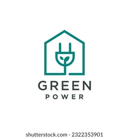 Green power logo design with modern creative concept idea