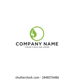 Green power logo design template illustration. suitable for brand, app, eco, electric, energy etc