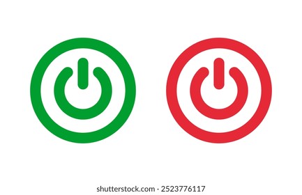 green power on and red power off icons, start stop vector buttons, switch on off pictogram