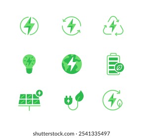 Green Power Renewable Energy icons