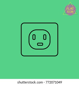 green power socket line icon