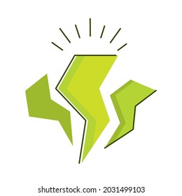 green power thunderbolt icon isolated