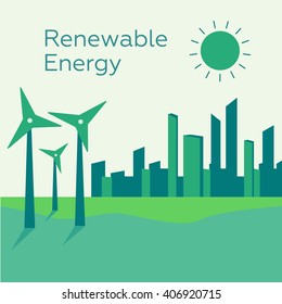Green power types or green technologies vector illustration
