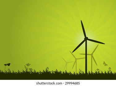 Green power vector abstract background