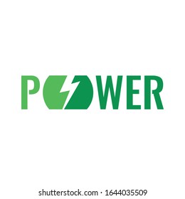 green power word and lightning symbol. power logo