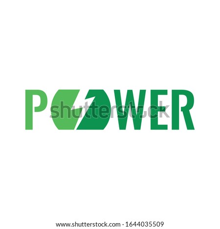 green power word and lightning symbol. power logo