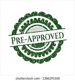 Green Pre-Approved rubber stamp with grunge texture