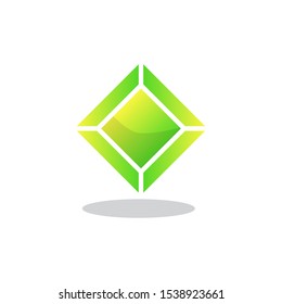 Green Precious stone flat icon, vector sign, Game crystal stone colorful pictogram isolated on white. Symbol, logo illustration. Flat style design