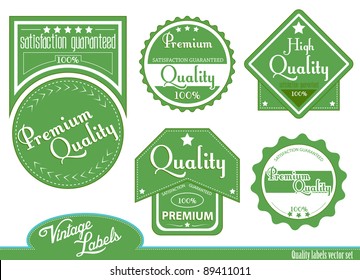 Green premium, high quality labels | stickers in vintage style.