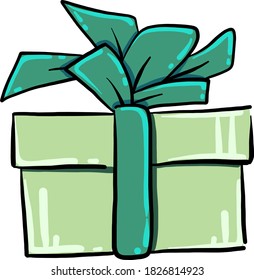 Green present box, illustration, vector on white background