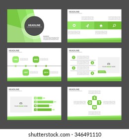 Green Presentation Template Infographic Elements Flat Design Set 