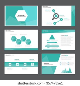 Green presentation template Infographic elements flat design set for brochure flyer leaflet marketing advertising