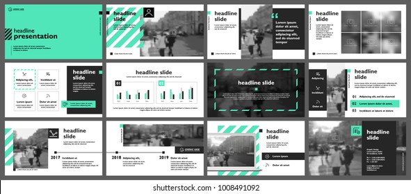 Green presentation templates elements on a white background. Vector infographics. Use in Presentation, flyer and leaflet, corporate report, marketing, advertising, annual report, banner.
