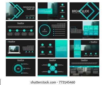 Green Presentation templates elements on a black background. Vector infographics. Use in Presentation, flyer and leaflet, corporate report, marketing, advertising, annual report, banner.