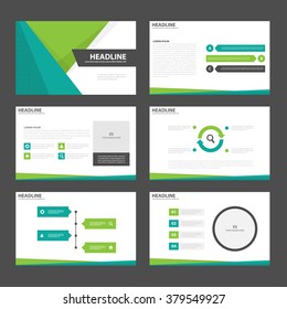 Green presentation templates Infographic elements flat design set for brochure flyer leaflet marketing advertising