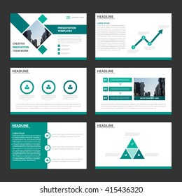 Green presentation templates Infographic elements flat design set for brochure flyer leaflet marketing advertising